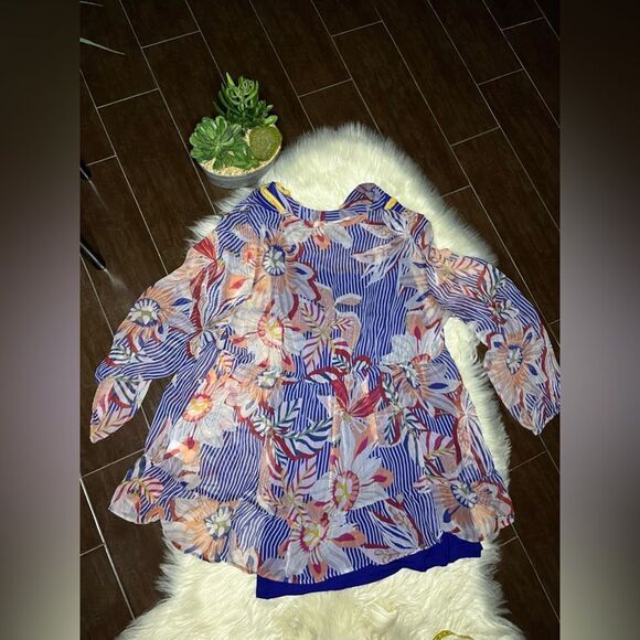 Soft Surroundings Tory Tunic Floral Embroidered Sheer Long Sleeve Sz 2X - Picture 11 of 13